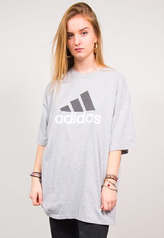 ADIDAS VINTAGE 90'S GREY OVERSIZED SPORTS T-SHIRT