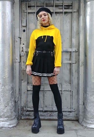 YELLOW CROPPED HOODY