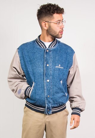 VINTAGE DENIM BASEBALL JACKET