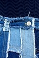 VINTAGE PATCHWORK DENIM SHORTS IN BLUE