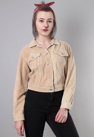 VINTAGE 90S BEIGE CORD CROPPED JACKET
