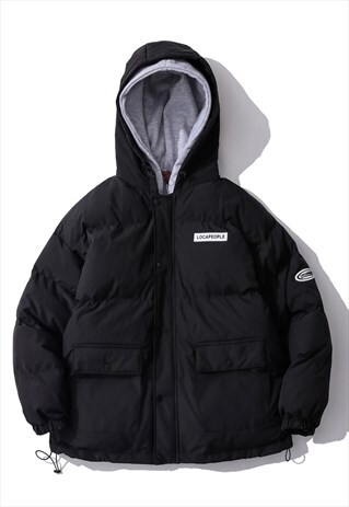 KALODIS FAKE TWO LOOSE HOODED WARM BREAD SUITS