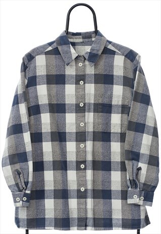VINTAGE BLUE CHECKED FLANNEL SHIRT WOMENS