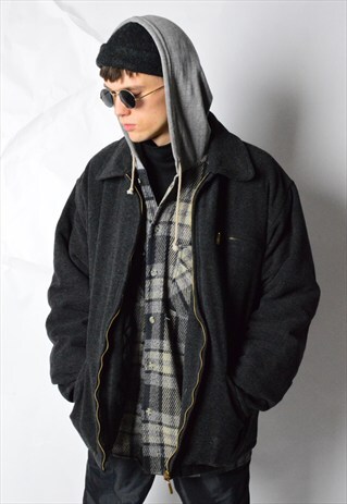 VINTAGE 90S GREY MINIMALIST WOOL WINTER COAT