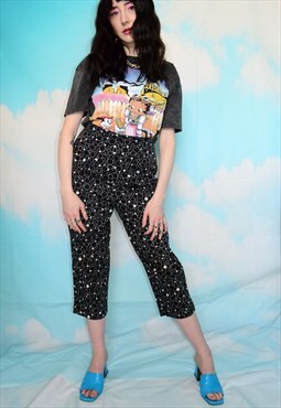 Vintage 90's Print Trousers Patterned Mom Pants Cropped