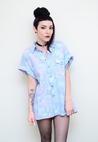 VINTAGE 90'S INDIE PASTEL PATTERNED OVERSIZED SHIRT