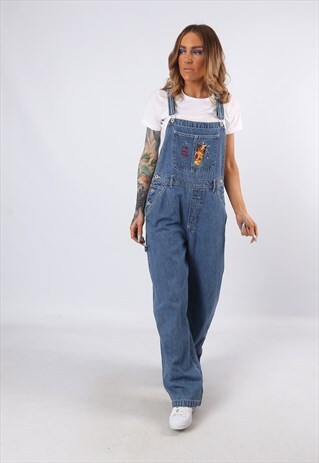 DENIM DUNGAREES WINNIE THE POOH WIDE LEG UK 12 (D2M)