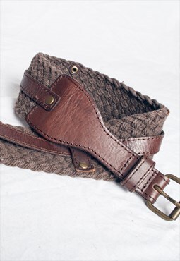 Vintage Y2K Leather Waist Belt in Brown