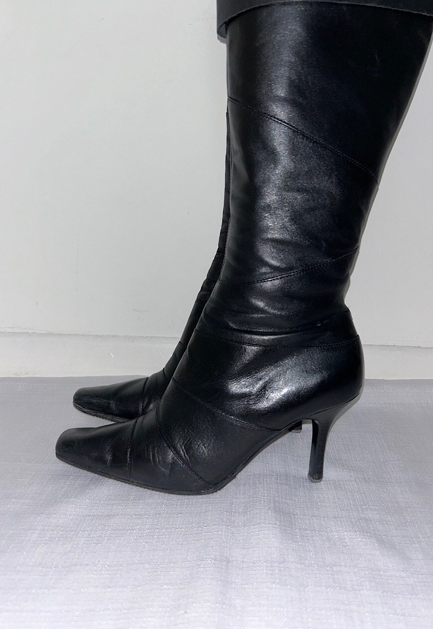 Vintage leather sale knee high boots