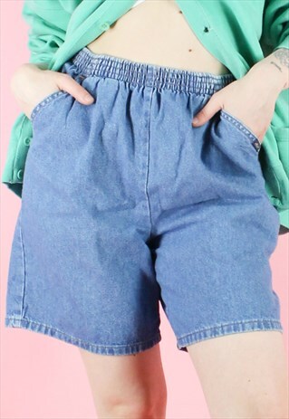 VINTAGE 90S DENIM SHORTS Y2K WIDE LEG FESTIVAL