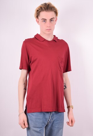 FERRE MENS VINTAGE POLO SHIRT MEDIUM MAROON 90'S