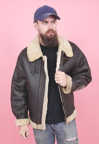 VINTAGE LEATHER SHEARLING FLIGHT JACKET /R9064