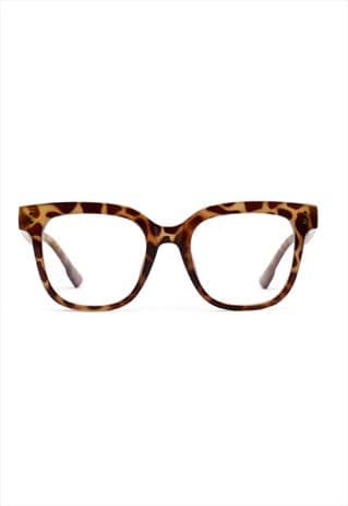 Katerina Block Frame Blue Light Glasses Leopard
