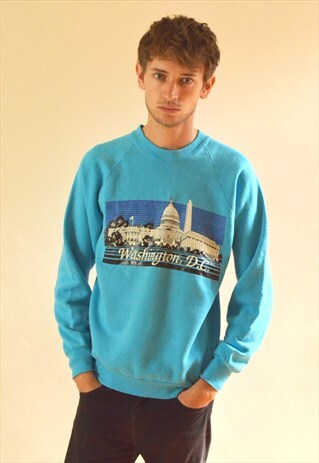 90'S VINTAGE BLUE WASHINGTON DC PRINTED SWEATSHIRT