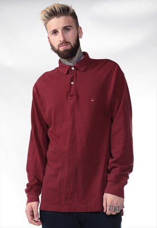 VINTAGE TOMMY HILFIGER LONG SLEEVED POLO TOP