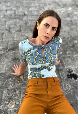 VINTAGE 70S EMILIO PUCCI CUT OUT BAROQUE TOP