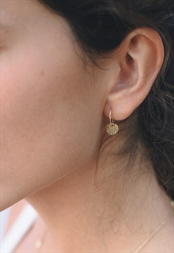 Tiny Gold Hoops Earrings Disc Circle Earrings