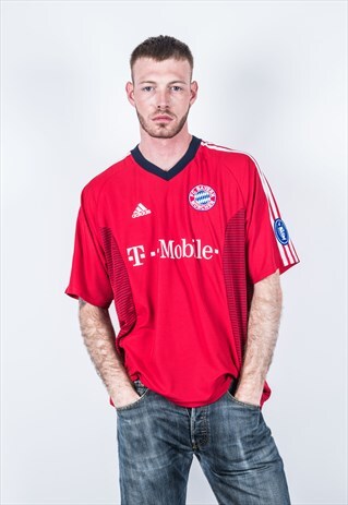 ADIDAS VINTAGE 1990S RED BAYERN MUNCHEN FOOTBALL SHIRT