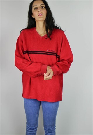 VINTAGE TOMMY HILFIGER FLEECE JUMPER WITH LOGO FRONT