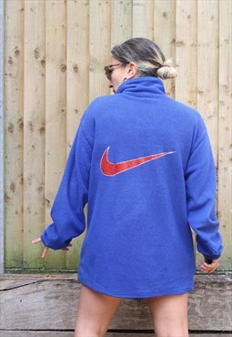 Vintage 1990s Nike Embroidered swoosh fleece jacket in blue