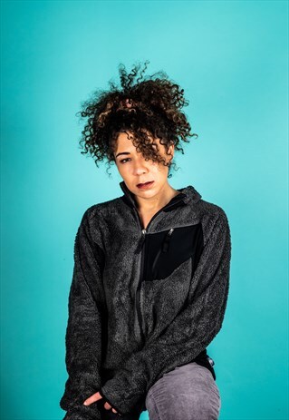 VINTAGE COLUMBIA FLEECE JACKET IN GREY WITH A ZIP