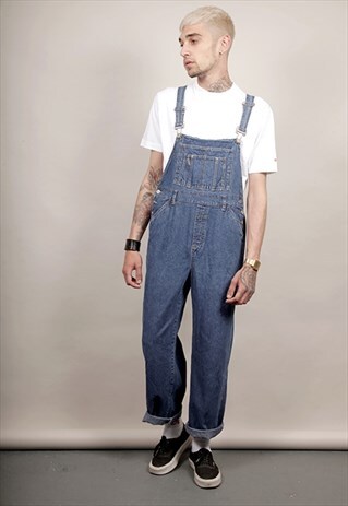 VINTAGE 90'S SQUEEZE DARK WASH DUNGAREES