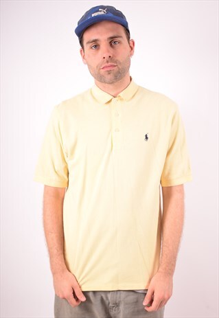POLO RALPH LAUREN MENS VINTAGE POLO SHIRT MEDIUM YELLOW 90S