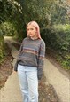 VINTAGE 90S CHUNKY KNITTED CUTE MULTICOLOUR STRIPE JUMPER