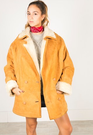 VINTAGE 80S WINTER SHEEPSKIN COAT / R026