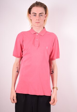 POLO RALPH LAUREN MENS VINTAGE POLO SHIRT LARGE PINK 90S