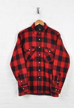 Vintage Check Plaid Lumberjack Overshirt Red Medium
