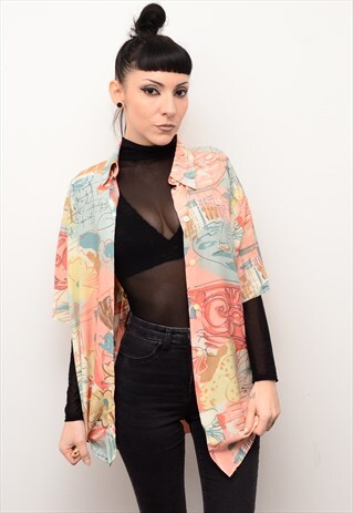 VINTAGE 90'S INDIE FLORAL PATTERNED OVERSIZED SHIRT