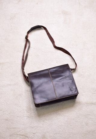 Mudd Brown Leather Messenger Bag