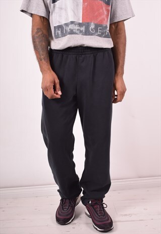 ADIDAS MENS VINTAGE TRACKSUIT TROUSERS LARGE BLACK 90S