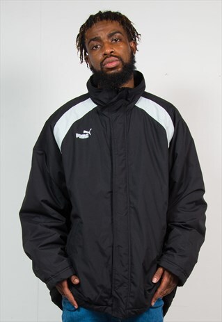 VINTAGE PUMA BLACK PADDED COAT / JACKET