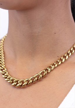 Flat 18k Gold Cuban Link Choker Chain 