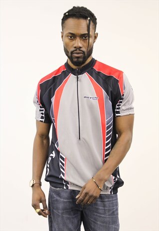 VINTAGE 1990S GREY, RED AND BLACK SPORTS T-SHIRT
