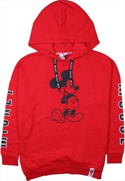 Vintage 90's Disney Hoodie Mickey Mouse Pullover Red Small