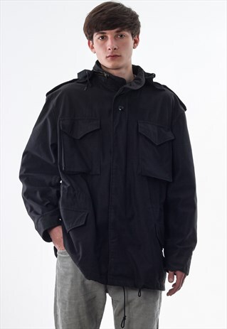 VINTAGE ALPHA INDUSTRIES M-65 FILED COAT 90S BLACK