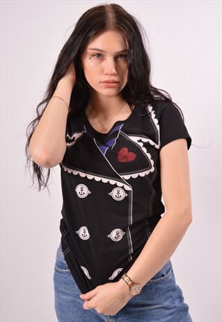 VINTAGE MOSCHINO T-SHIRT TOP BLACK