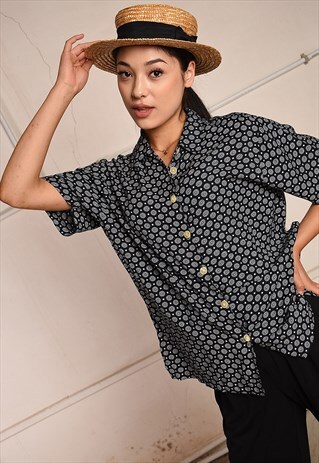 90'S RETRO MONOCHROME MINIMALIST PARIS CHIC BLOUSE TOP