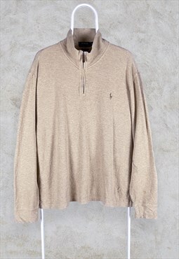 Polo Ralph Lauren Sweatshirt 1/4 Zip Beige Estate Rib Mens
