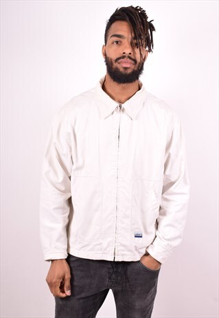 LEVI'S MENS VINTAGE HARRINGTON JACKET LARGE WHITE 90S