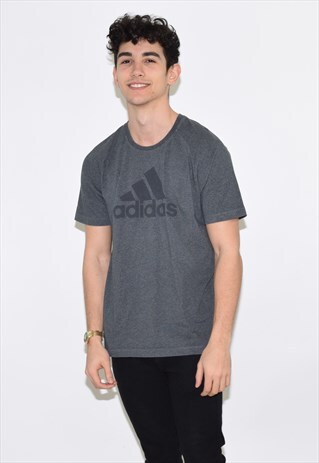 VINTAGE 90S CHARCOAL ADIDAS CREW NECK T SHIRT