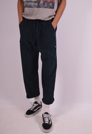 DIADORA MENS VINTAGE TRACKSUIT TROUSERS MEDIUM TURQUOISE 90S