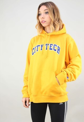 VINTAGE RETRO OVERSIZED YELLOW CHAMPION SWEATSHIRT HOODIE