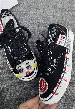 Customized trainers Betty Boop love sneakers in black