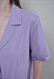 MINIMALIST PURPLE BLOUSE, EMBROIDERED SLEEVES BUTTON UP 