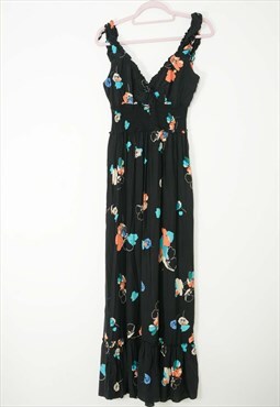 Vintage Y2K Maxi Dress Floral Black Size M