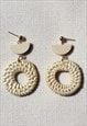 ROUND WOVEN DROP EARRINGS CREAM HANDMADE